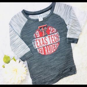 Texas Tech gray knit crew 3/4 sleeve sweater knit shirt size S